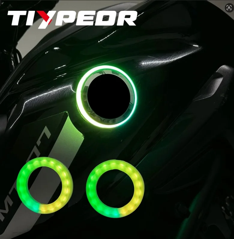 Logotipo retroiluminado para Yamaha, lámpara de diodo emisor de luz de 50 mm, lámpara de anillo RGB con tapa, ojo de ángel