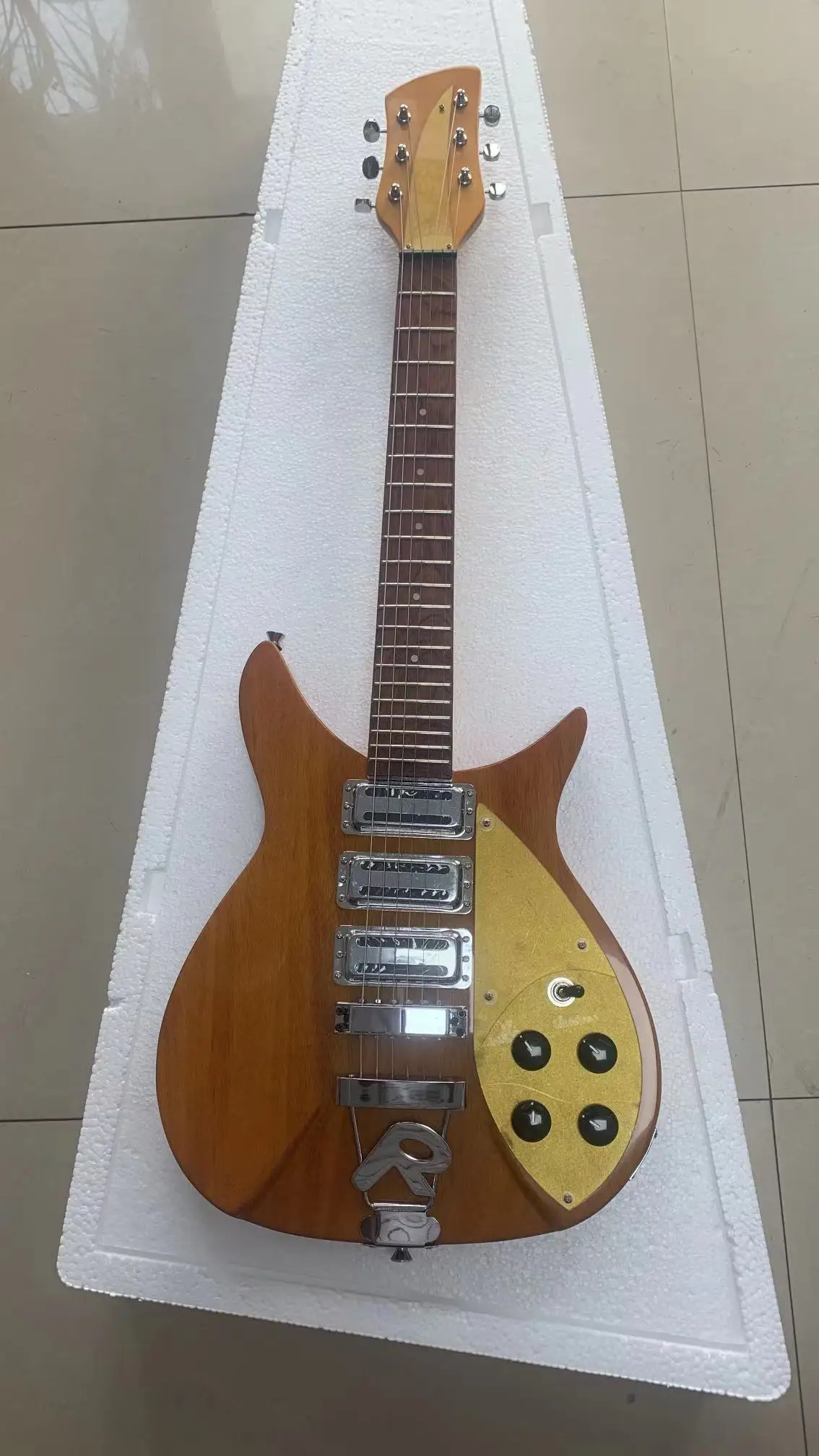 Gitar listrik 325 kelas atas, bodi kuning transparan klasik, tiga pickup ganda, gratis pengiriman