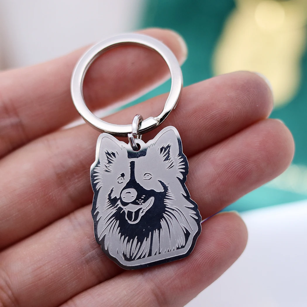 Top Sell Eutrapelia Shetland Sheepdog Stainless Steel Trendy Keychain for Women Men Kids Gifts Bag Car Key Ring Deco Jewelry