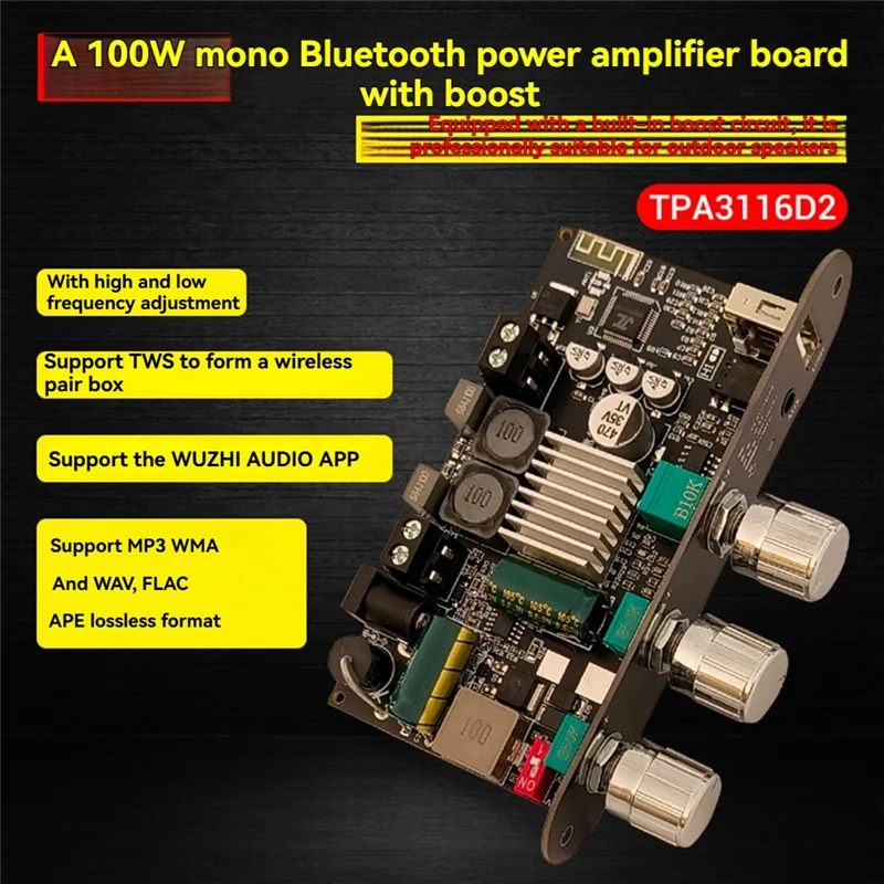 2PCS 100W Mono Amplifier Boards With Bluetooth, High-Power Audio Module ZK-1001U For DIY Home Theater