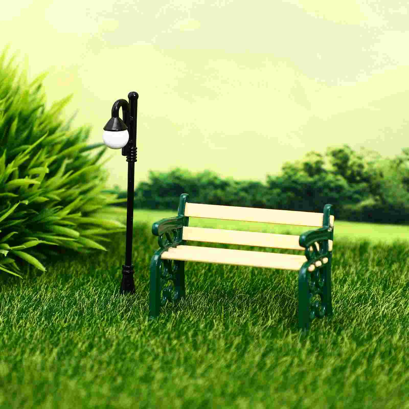 Park Mini Bench Furniture Christmas Miniature Garden Model Chair Decor Dollhouse Lights Baby