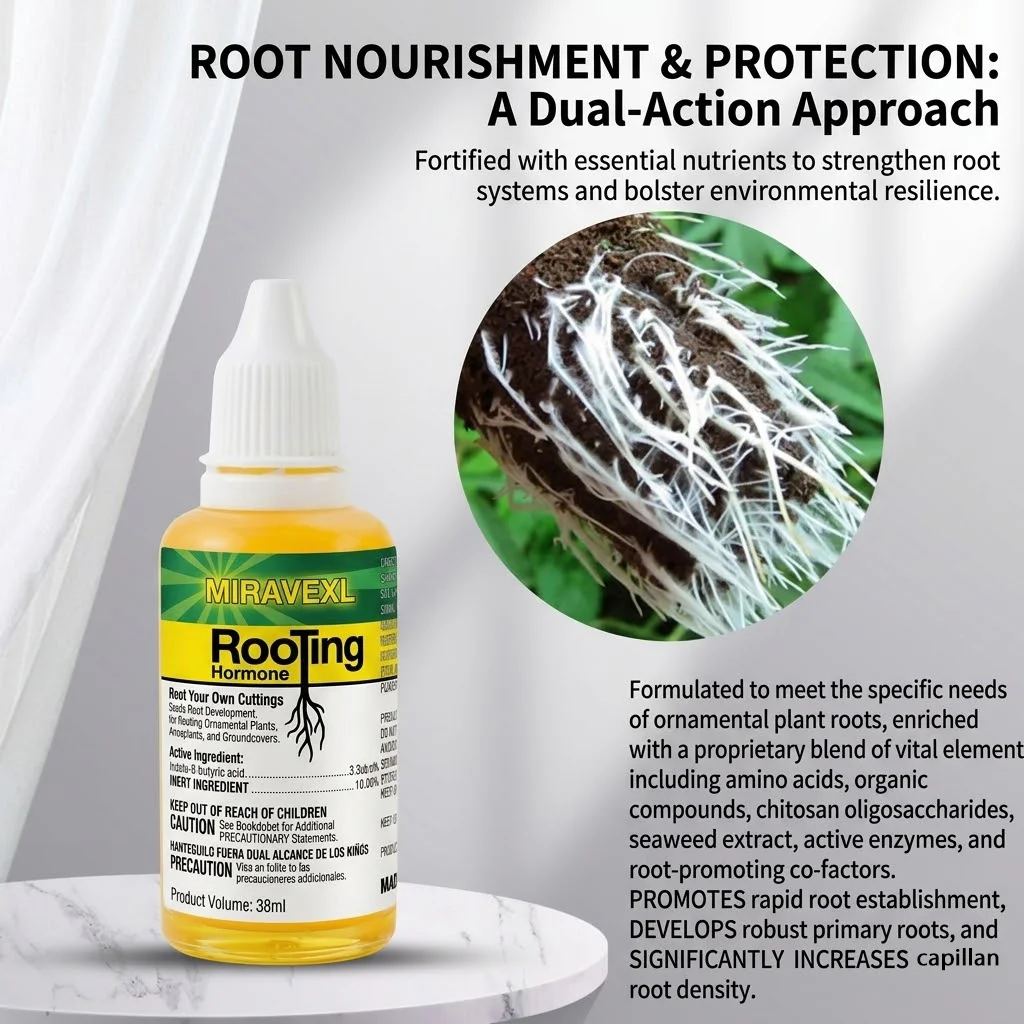 MIRAVEXL Liquid Rooting Hormone for Plant Cuttings, Fast Root Growth Stimulator Solution for Houseplants & Flowers,38ml 2PCS