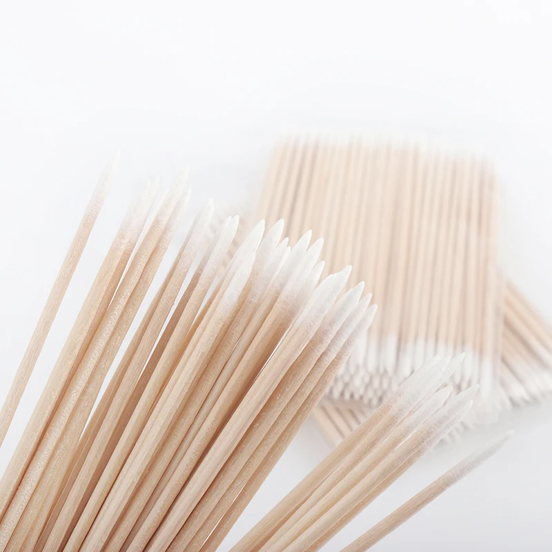 100/300/500 Pcs Long Double Head Wood Cotton Swab Nose Ears Cleaning Women Makeup Tool Lipstik Cotton Buds Tip Sticks Microbrush