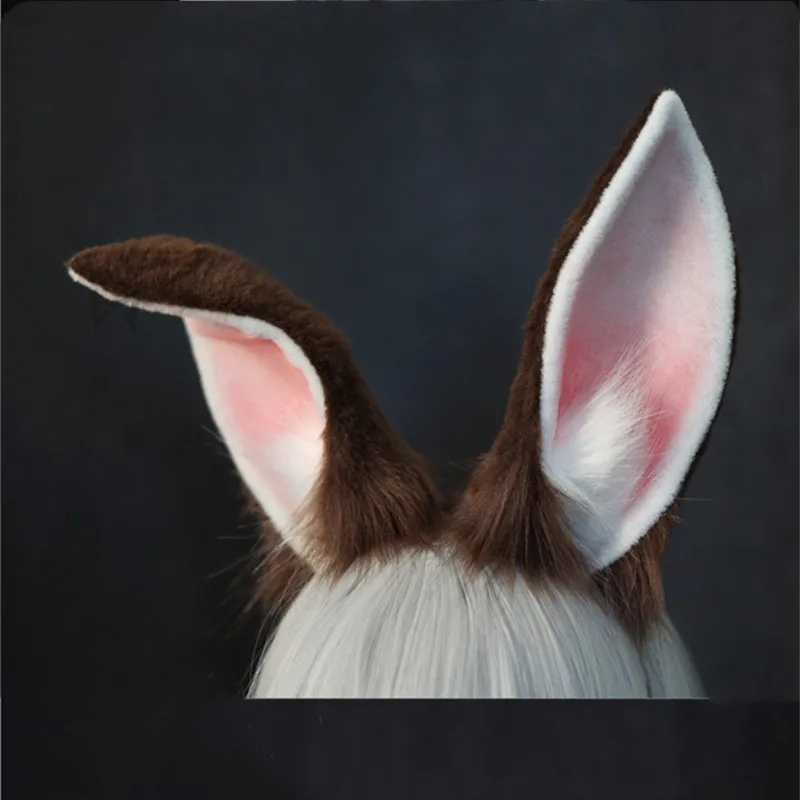 New Rabbit Bunny Ears Hairhoop Brown Animal Cosplay Prop fatto a mano per accessori per costumi di natale di Halloween