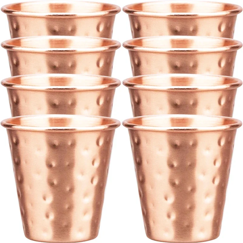 6cs 8Pcs New 100% Copper Cups Pure Solid  Moscow Mule PURE Copper Mugs-Shaped 2oz Cocktail Cups Beer Milk Mug Drinkware