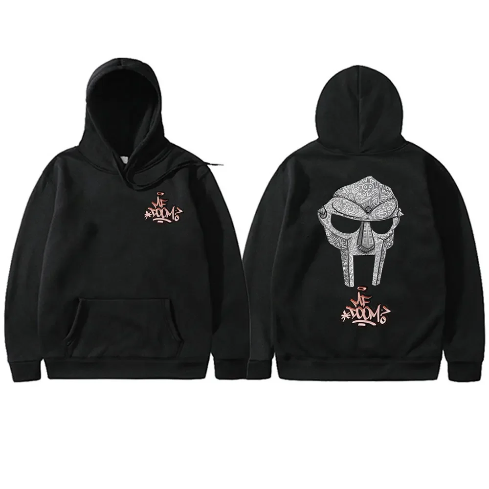 Rapper Mf Doom Face Doppelseitiger Druck Hoodie Männlich Übergroßer Pullover Herren Hip Hop Rap Vintage Hoodies Sweatshirt Tops