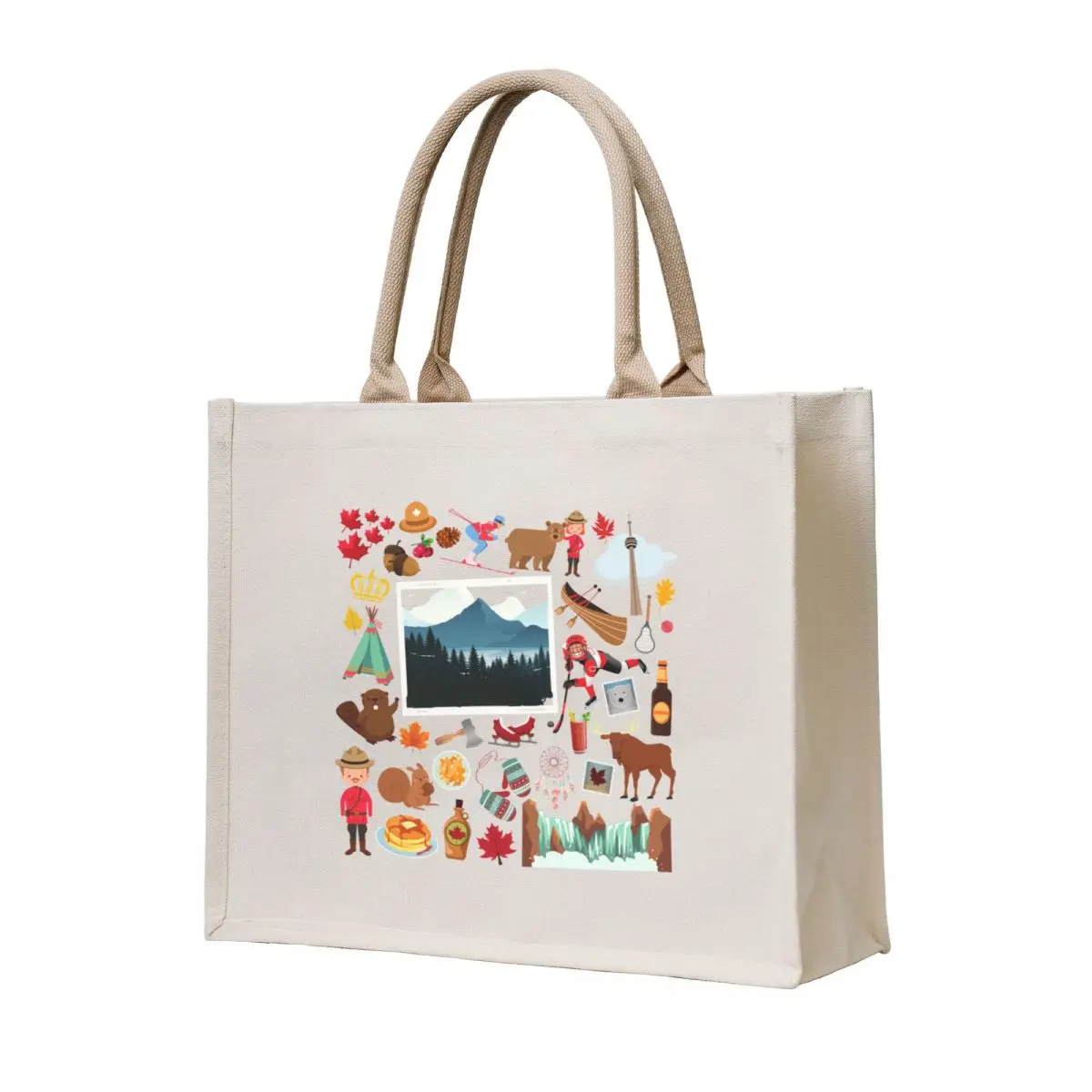 

Canada Travel Icons Tote Bag bags woman 2025 Portable shopping bag bag for beach
