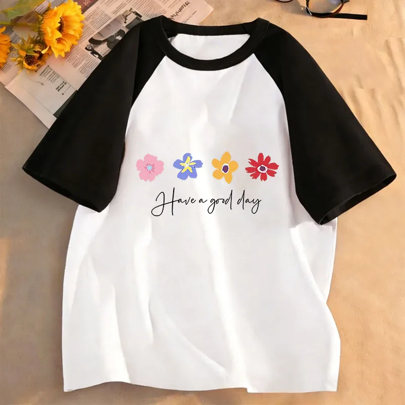 Have A Good Day Flower Design T Shirts Short Sleeve Kids Children's T-shirt Boys Girls Summer Spring Casual Top Tee Shirt