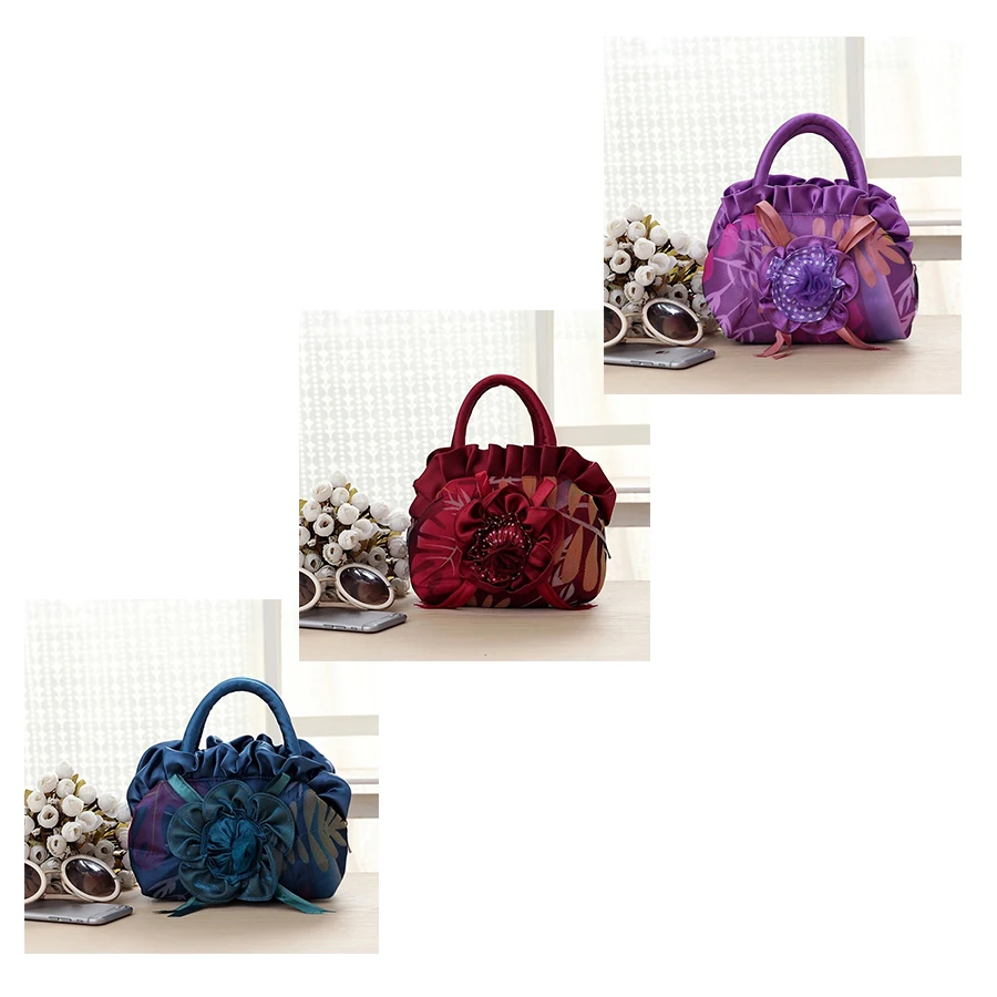 

Ladies' handbag fashion new mom bag with lace and three-dimensional flowers handbag can store keys mobile phone
