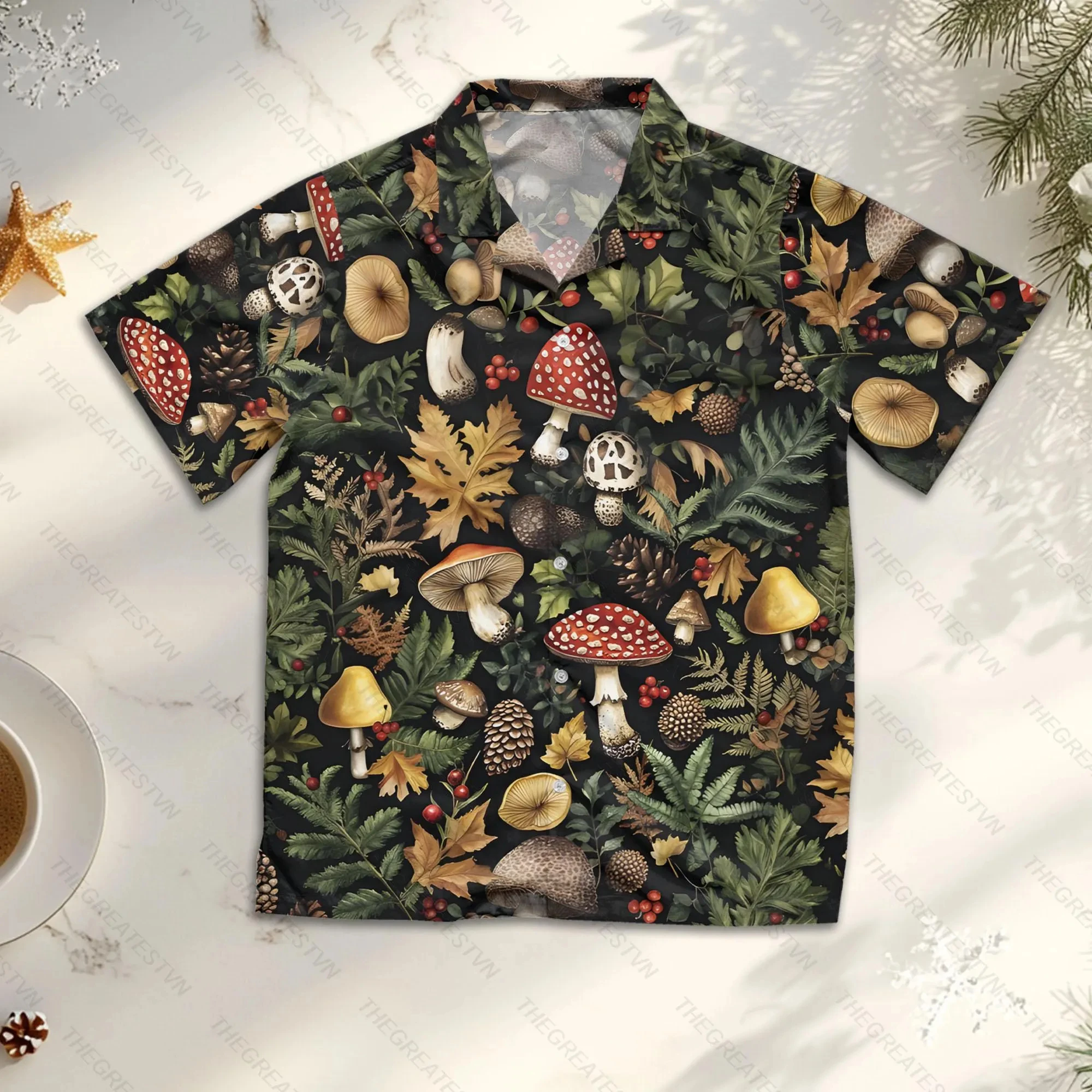 

Halloween Mushroom Graphic Hawaiian Shirt For Men 3D Printed Aloha Shirts Summer Casual Fashion Short Sleeve Lapel Top Blouse