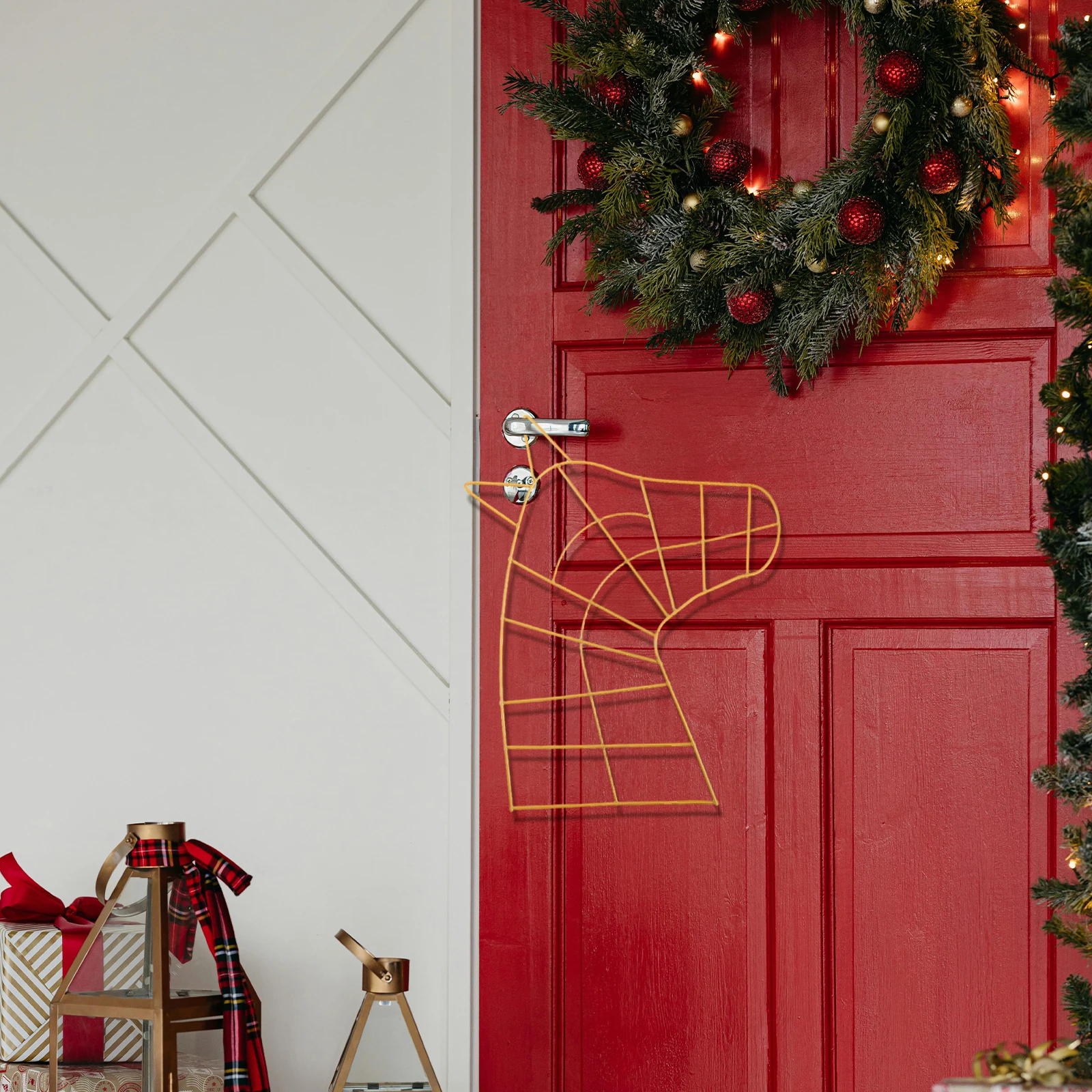 

2Pcs Unique Horse Head Wreath Frame Metal Hoop for DIY Holiday Door Decorations Horse Wreath Hanging Floral Hoop Frame