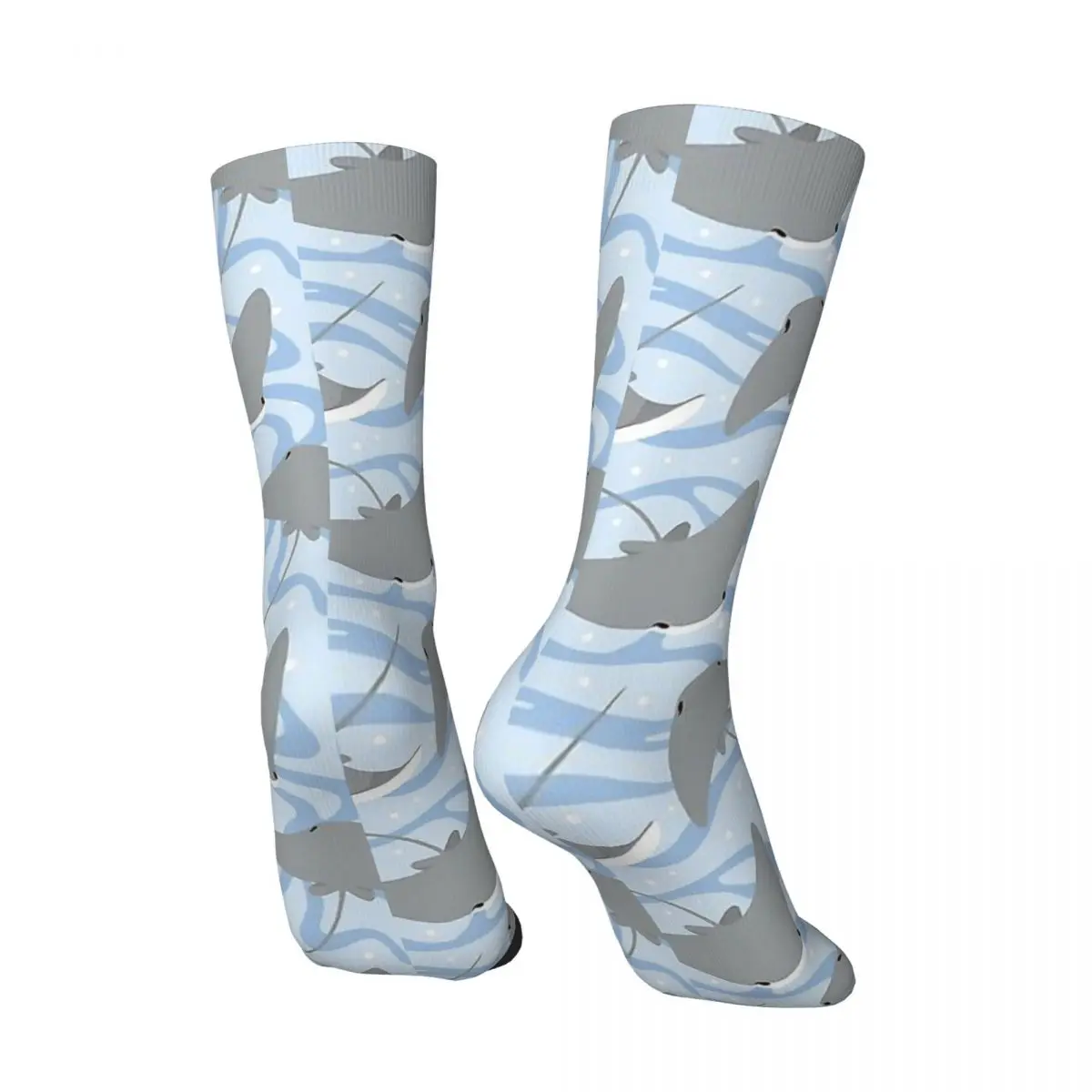 Retro Stingrays Cownose Ray Crazy Men's Socks Unisex Ocean Pattern Street Style Seamless Printed Novelty Crew Sock Boys Gift