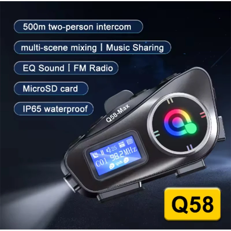 Neues Q58 Max Advanced Design Günstiger Preis Musikfreigabe 500 m Motorrad-Intercom-Headset Wasserdichter Dual-Chip 5.3 Walkie-Talkies ﻿
