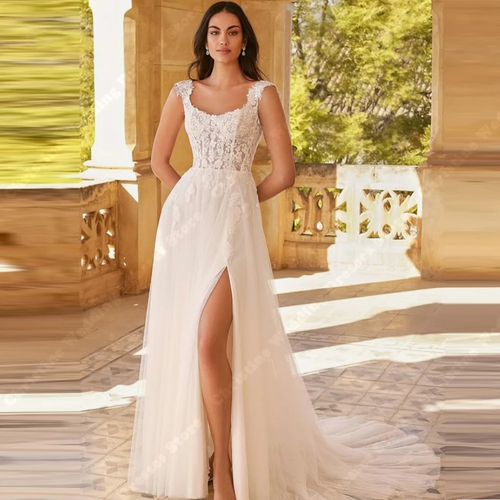 

Sexy Sleeveless Women Wedding Dresses Sweetheart Collar Backless A-Line Bridal Gowns Princess Party Vestidos De Novia Customized