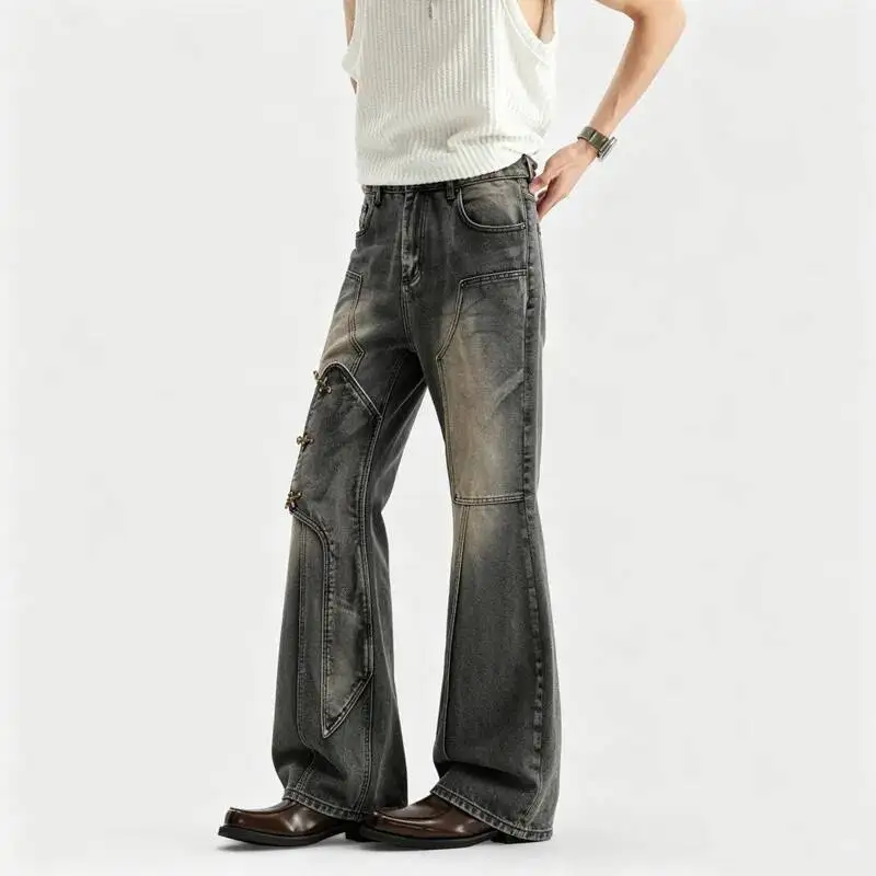 High Street Trendy Washed Denim Jeans Men's Fashionable Versatile Loose Flared Pants 2026 Summer New 26PRC