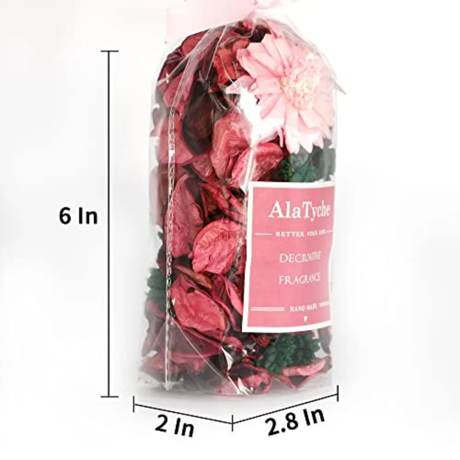 Pink Potpourri Bags, Rose Scented Decorative Bowl Filler, 100g, 2 PCS Long-Lasting Scent, Vase Filler Dried Flower, Flameless H