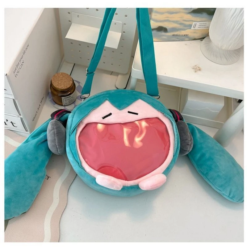 Hatsune miku transparente grande capacidade bolsa de ombro dos desenhos animados anime bidimensional cosplay estudante mochila menina presentes do feriado