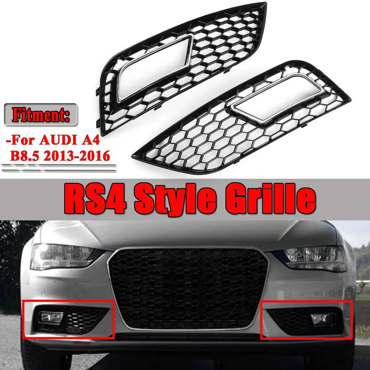 

Для Audi A4 B8.5 Standard Edition 2013-2016 глянцевый черный передний бампер нижняя решетка противотуманной фары гриль сотовая сетка противотуманная фара гриль