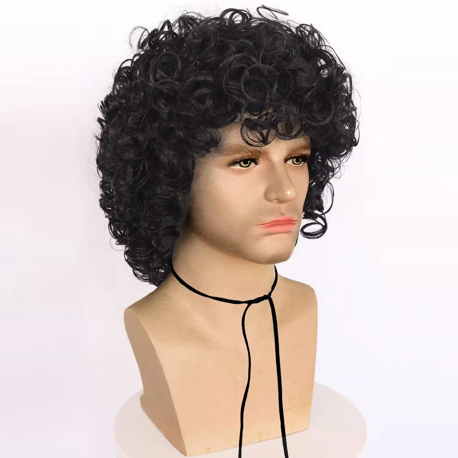 Afro Kinky Curly Wig Punk Rock Short Black Jerry Curl Fluffy Africa America Women Men Unisex 60s 70s 80s Halloween Wig