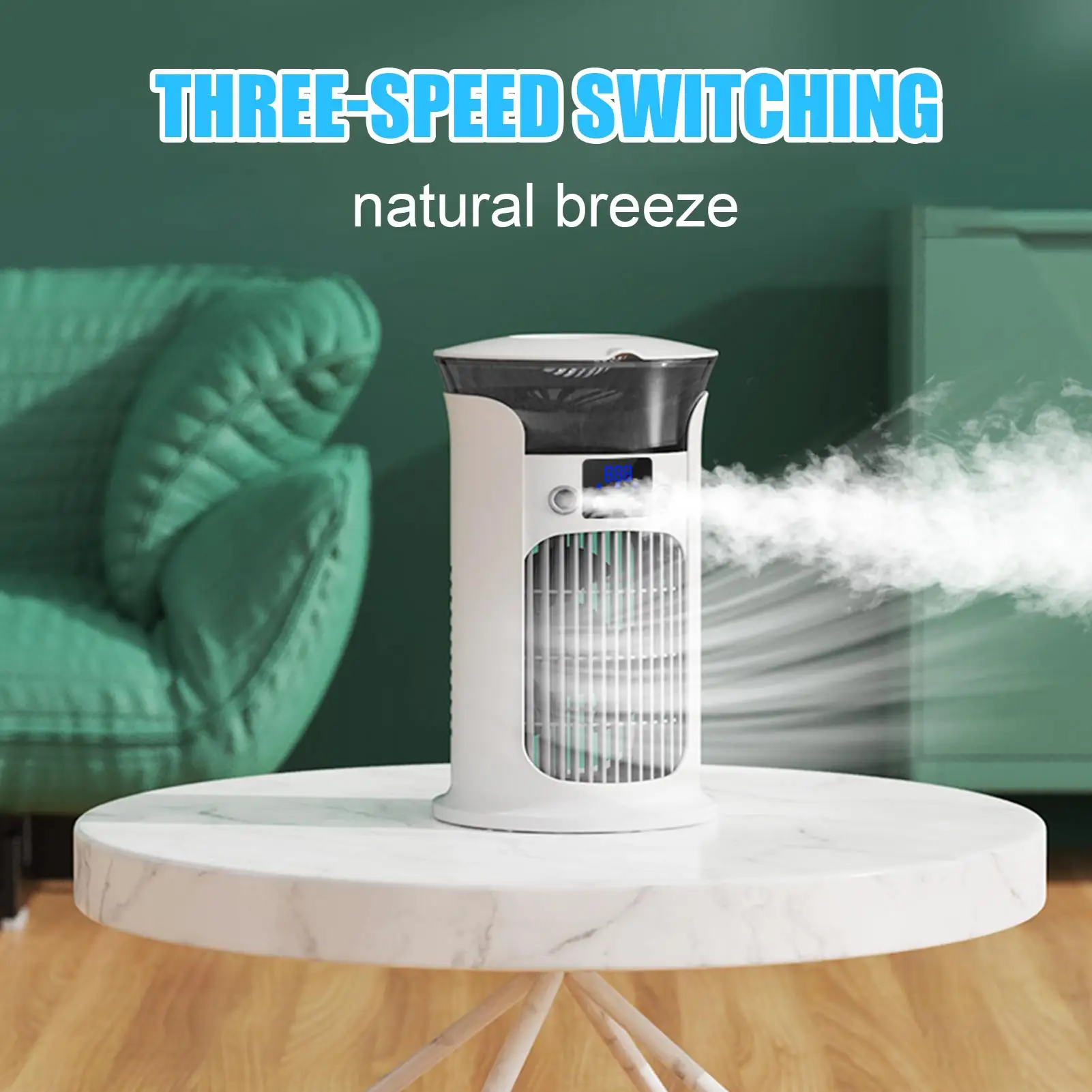 

Охлаждающий вентилятор кондиционера Охлаждающий настольный вентилятор с резервуаром для воды емкостью 880 мл 3-скоростной кондиционер переменного тока Mister для офисов Патио Комната