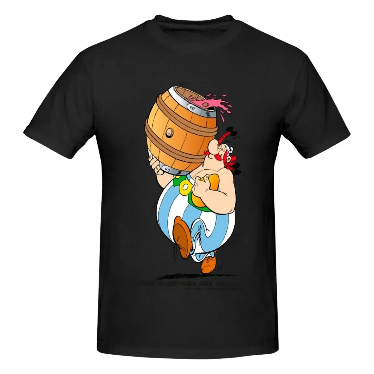 100% Cotton T Shirt Funny Asterix Obelix Men\'s T-Shirt Anime Crazy Tees Short Sleeve Women Tops Plus Size Clothes