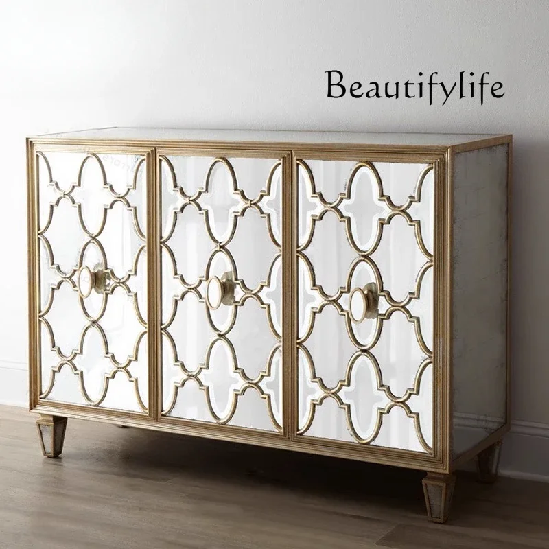 N40 Multifunctional side cabinet European neoclassical mirror partition cabinet Entrance cabinet Locker with door