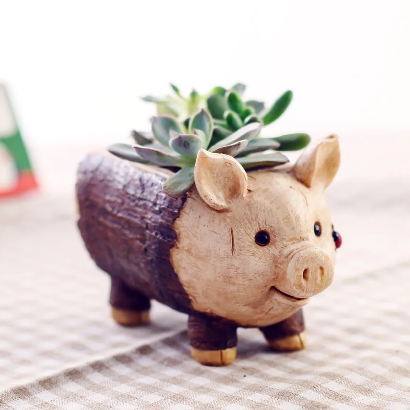 Pig Shaped Succulent Planter, Cute Cartoon Pig Decor Gift Small Flower Pots, Garden Home Decoration Gift Officr Desk Ornament