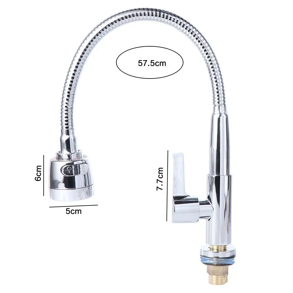 

Rotatable Kitchen Faucet Adjustable Mode Deck Mounted Kitchen Water Tap Stainless Steel Universal Single Cold Water Faucet