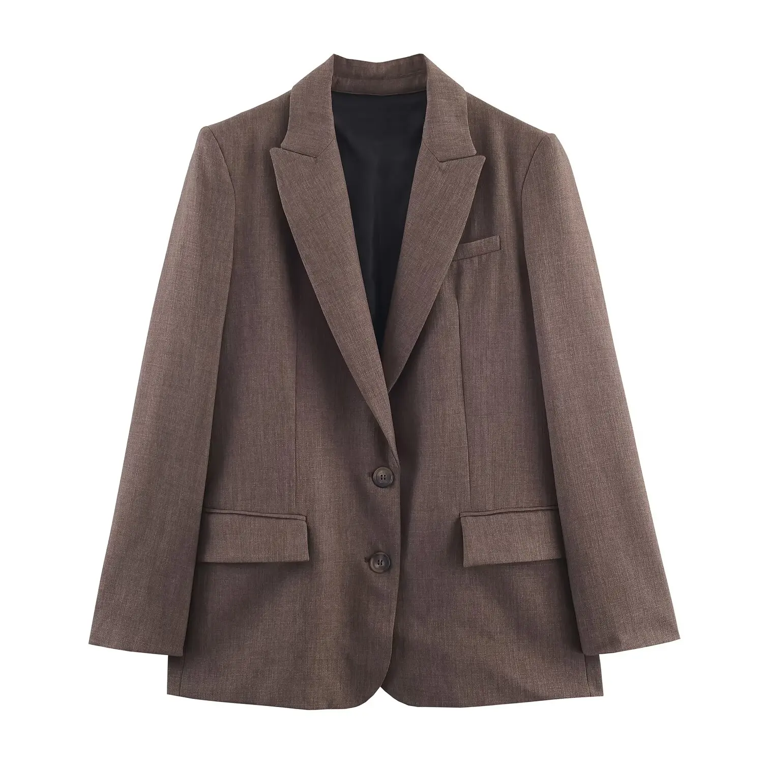 

2025 New Women's Clothing European and American Style Fashion Lapel Long Sleeve Back Slit Suit Jacket