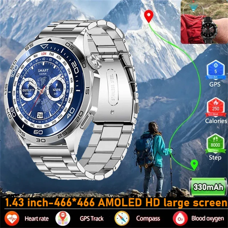 

For HUAWEI GT4 Pro GPS NFC Smart Watch Men 466*466 AMOLED Screen Heart rate Bluetooth Call IP68 Waterproof Man Smartwatch 2024