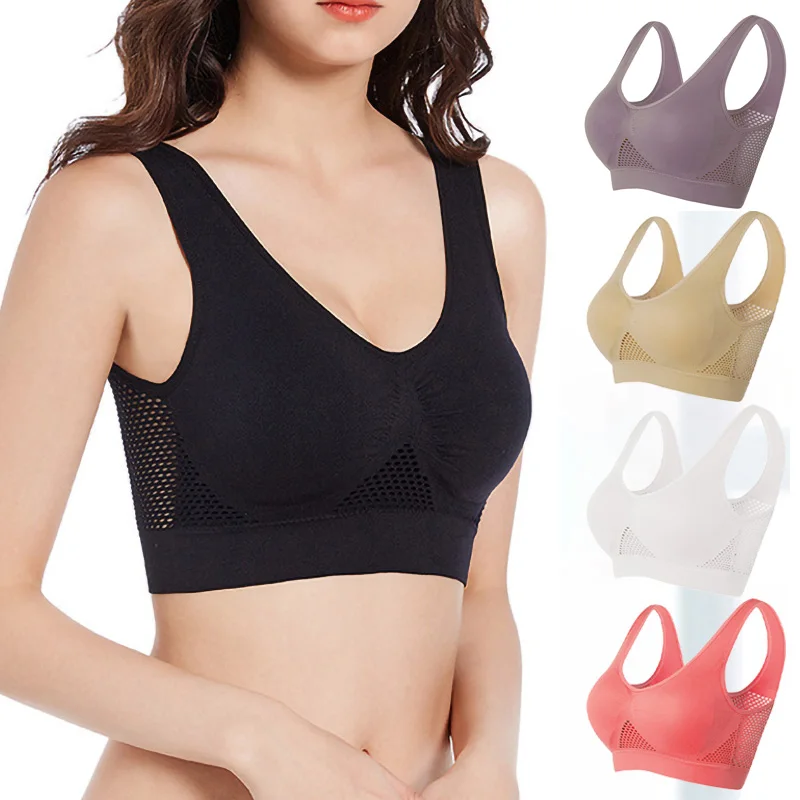 

1PC Yoga Fitness Sports Bra Women Unwired Seamless Removable Pads Sleep Vest Bras Underwear For Running Gym Plus Size S-6XL
