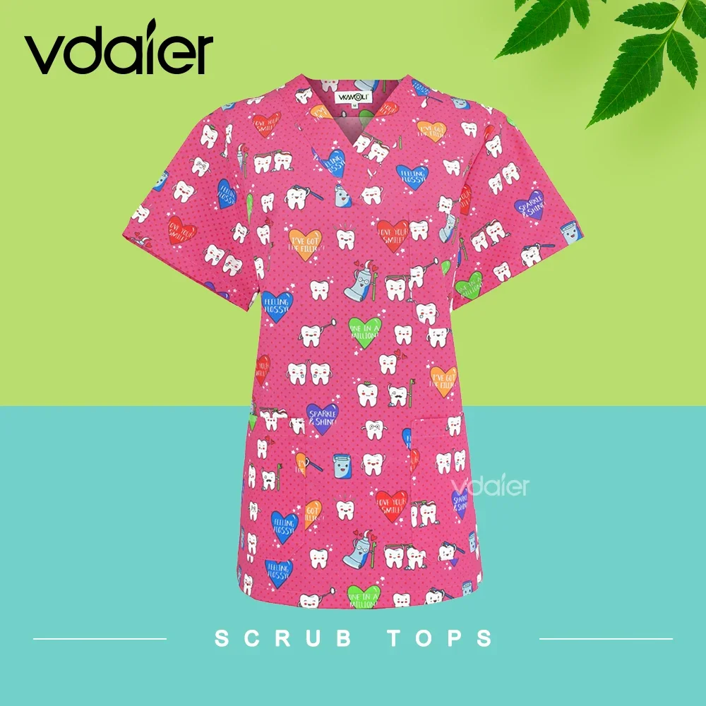 Cotton Dental Clinic Uniforms for Dentists and Hygienists Pink Medical Scrub tops for Women in the Healthcare Industry