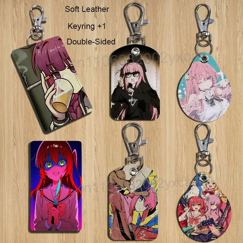 

Kessoku Band Bocchi the Rock Leather Keychain Badge Holder with Lanyard - ID/Access Card Holder, Key Ring Accessory, Gift Option