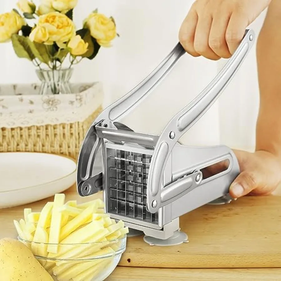

French Fry Cutter Stainless Steel Potato Chipper Fast Cutting Potato Chip Cutter with 36/46 Holes Blades Manual Food Slicer Dic