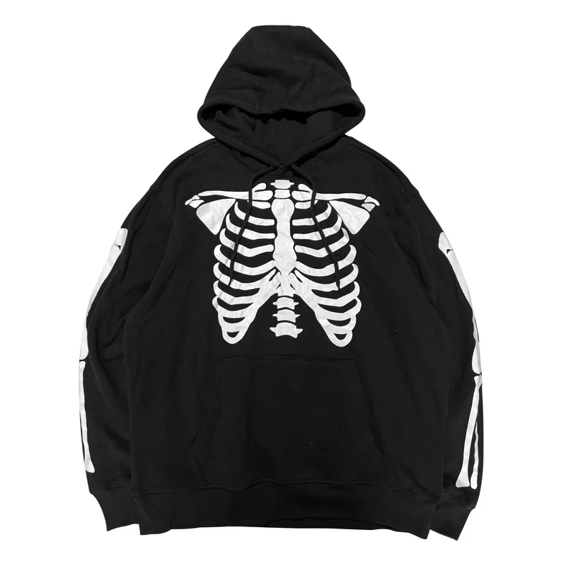 مضيئة هيكل جمجمة هوديي فضفاض ex loween Punk Sle طويل Sve البلوز القطن البوليستر مزيج ارتداء اليومي