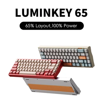 New LUMINKEY 65 Mechanical Keyboard Tri-mode USB Bluetooth 2.4G Aluminium Alloy Hot Swap Office Gamer PC Gaming Keyboard Mac&Win