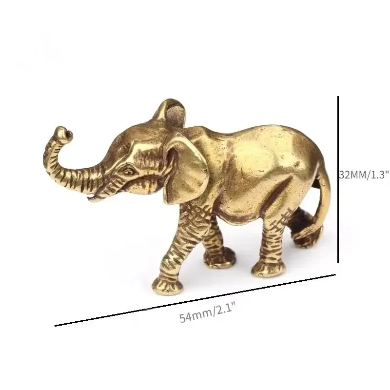 Vintage Bronze Copper Elephant Miniatures Tea Table Pet Ornaments Solid Metal Animal Craft Living Room Home Decoration
