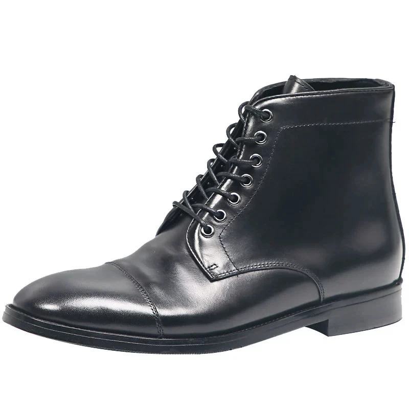

2025 Spring Autumn New British Style Retro Genuine Cow Leather Men Ankle Short Motorcycle Boots Black