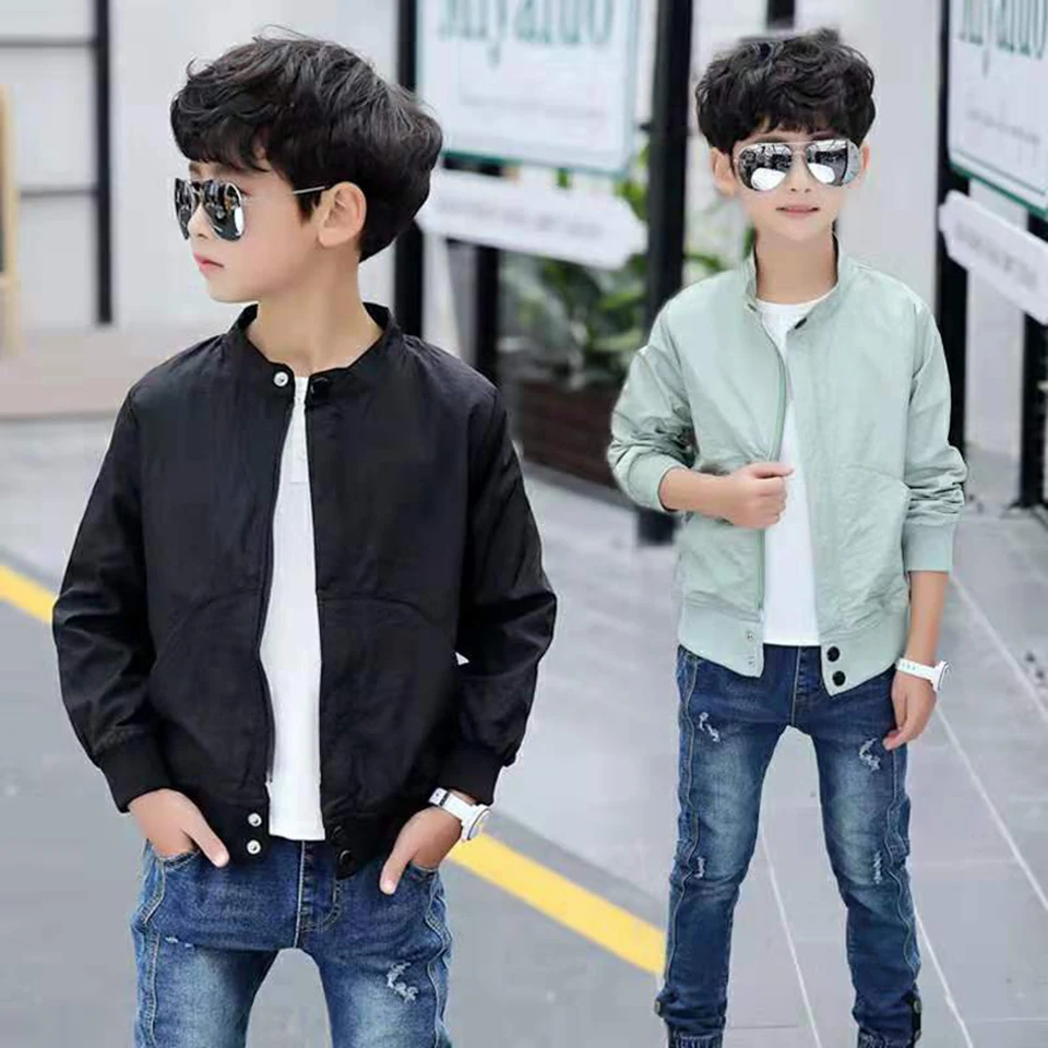 4 5 6 7 8 9 10 11 12 13 Yrs Solid Color Kids Boy Jackets For Spring Autumn Boys Coat 2019 Children Windbreaker Casual Clothes