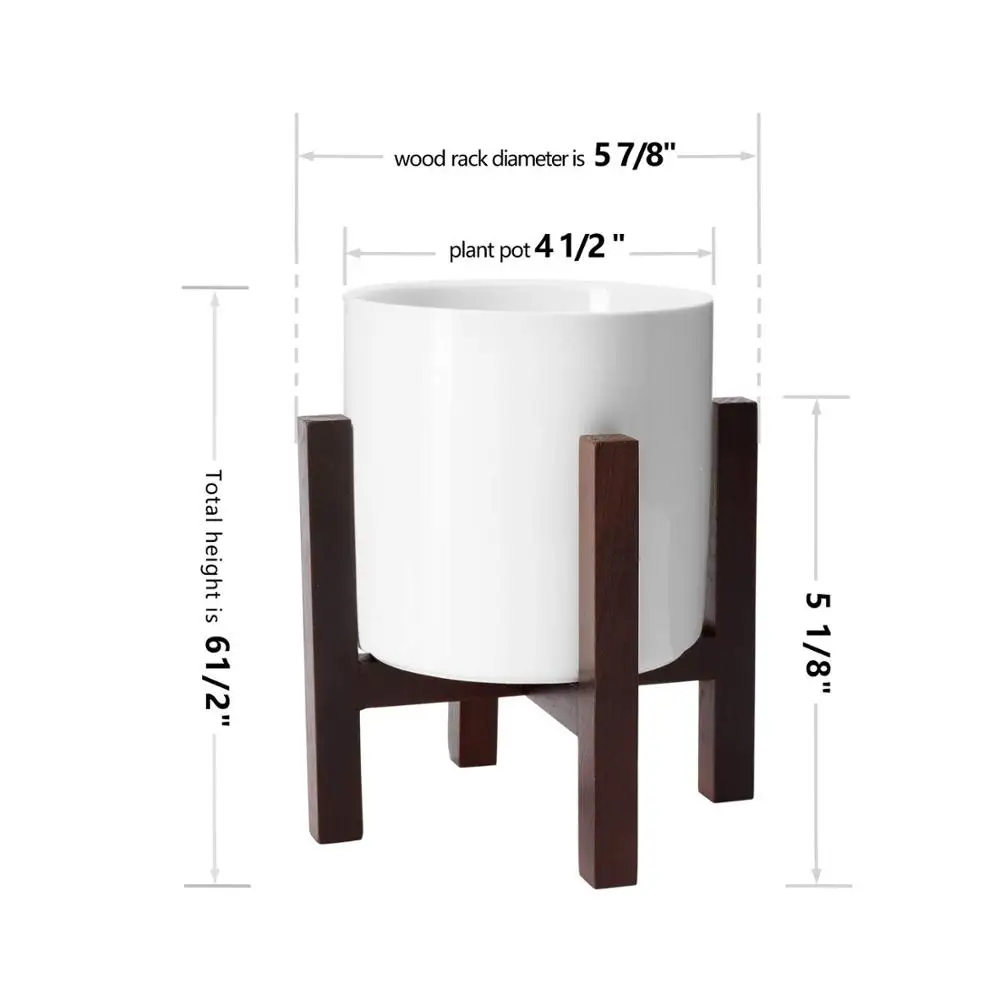 Small Mini Black Mid Century Modern Eco-Friendly Adjustable Bamboo Wooden Plant Stand Antique Dark Finish for Floor Use Indoor