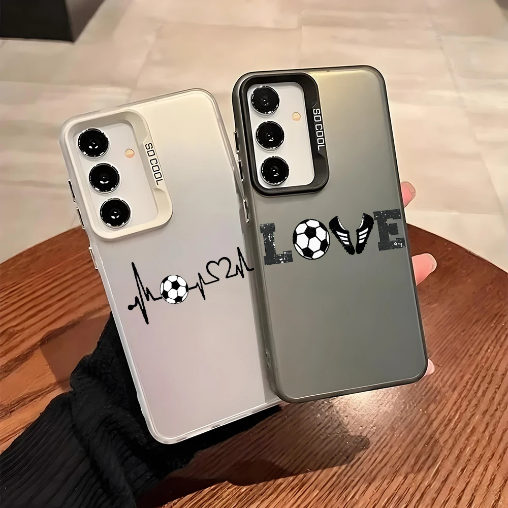 Silver IMD Case For Samsung A56 A36 A26 A24 A17 5G A16 A14 A12 A32 A50 A70 A22 A54 A52 5G A06 4G Cover Soccer Love Champion line