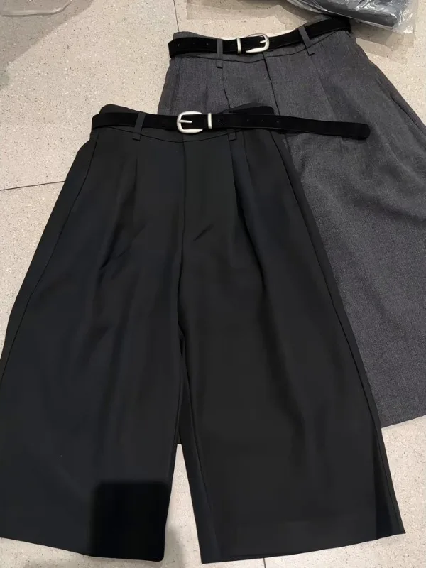 

plus Size 300 Pounds Women's Street Style Design Wide Leg Eighteen Pants High Waist Straight Tube Summer Versatile Trousers
