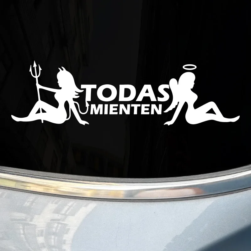 1PC TODAS MIENTEN Angel and Devil Funny Motorcycle Stickers for Motorbike Front Windshield Fuel Tank Scooter Body Vinyl Decals