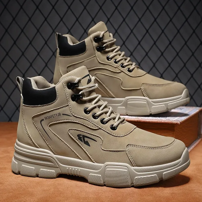 

Повседневные мотоциклетные ботинки из мягкой кожи, дышащие походные защитные ботинки, защита от проколов для мужчин, рабочая обувь со стальным носком