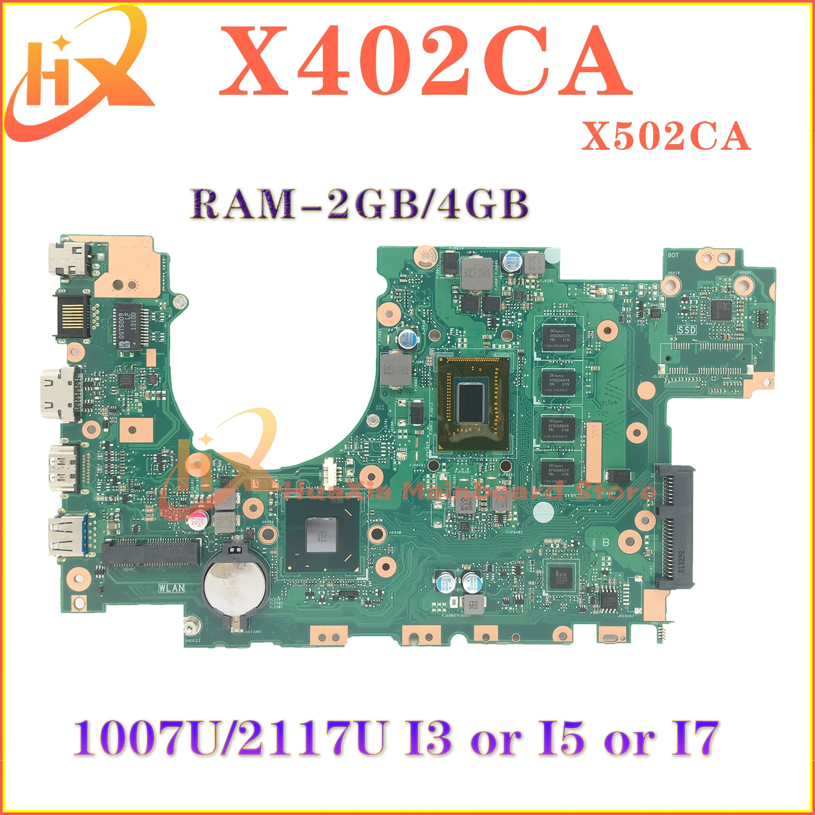 

KEFU Mainboard For ASUS X402C X502C X402CA X502CA F402CA F502CA Laptop Motherboard 1007U/2117U i3 i5 i7 3th Gen 2GB/4GB-RAM