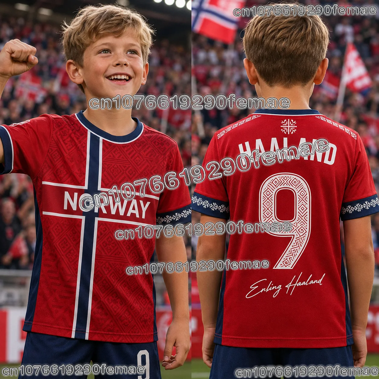 2026 New Kids Haaland No.9 Football Jersey Soccer Shirt Norway Fan T Shirt Breathable Quick Dry Sportswear Outdoor Training Wear