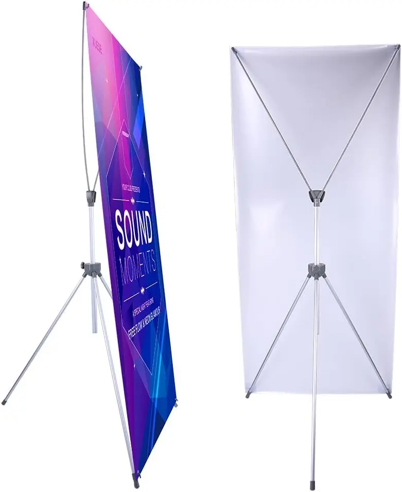 

Adjustable X Banner Stand Fits Any Size 23-32" Width, 63-78" Height, Portable with Bag for Trade Shows, 2 Pack