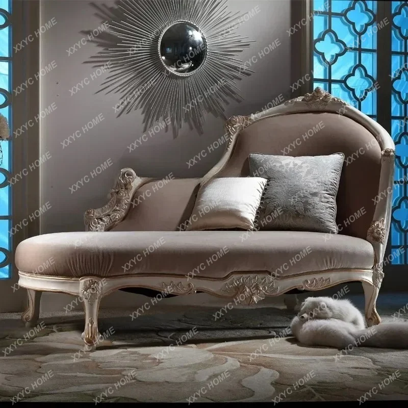 

solid wood chaise longue balcony leisure sofa bedroom beauty couch small recliner