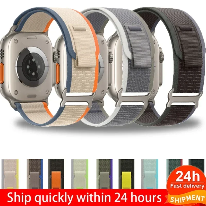 Trail Strap for apple watch band 44mm 45mm 40mm 41mm 42mm nylon bracelet correa iWatch series SE 9 8 7 6 5 Ultra2 49mm strap