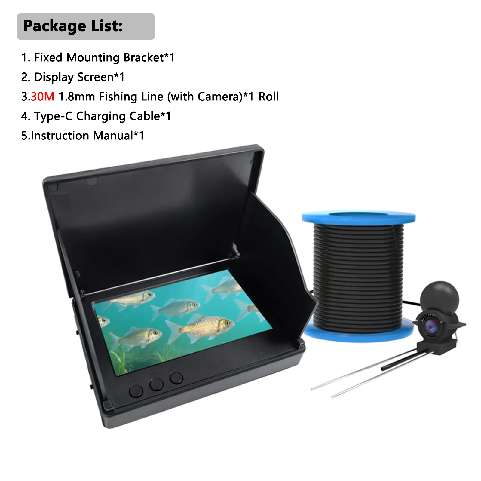 Dodosee Handheld 1080P 4.3 ''LCD Fishfinder Draagbare Visdieptezoeker Water Onderwater 220 °   Viscamera met nachtzicht